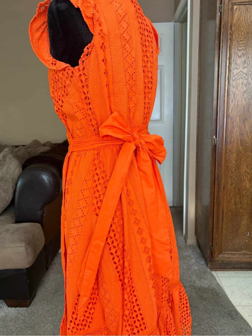 J Crew Women's Orange Eyelet Wrap Dress size 4